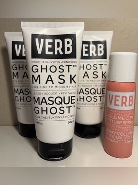 Verb Bundle Ghost Mask 6.3oz
× 3 & Travel Size Volume Dry
Texture Spray loz